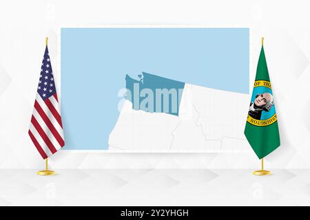 Washington Map on American Flag. WA, USA State Map on US Flag. EPS ...