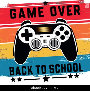game over back to school Stock Vector