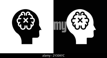 Mental disorder icon vector logo set collection or bundle pack group Stock Vector