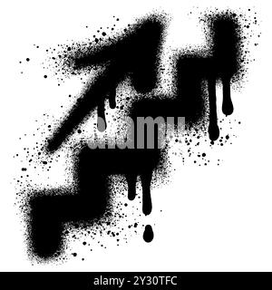 Human walking up stairs graffiti with black spray paint. vector illustration. Stock Vector