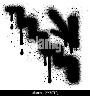 Emergency exit icon going down graffiti with black spray paint. vector illustration. Stock Vector