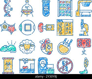 Bioengineering Icons collection is a vector illustration with editable ...