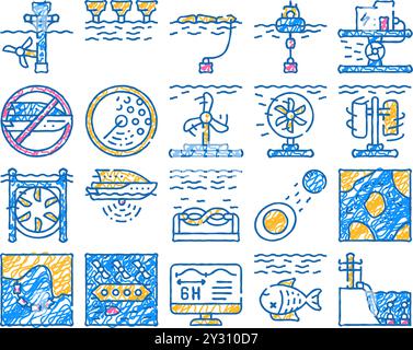 Tidal Power Plant Collection Icons Set Vector Stock Vector Image & Art ...