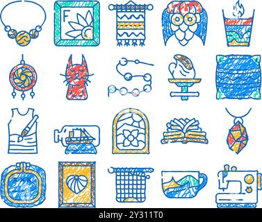 handiwork craft hobby occupation icon hand drawn Stock Vector