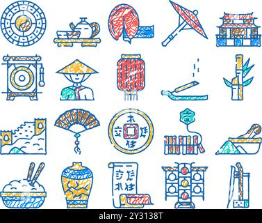 The Great Wall of China hand drawn illustration vector Stock Vector ...