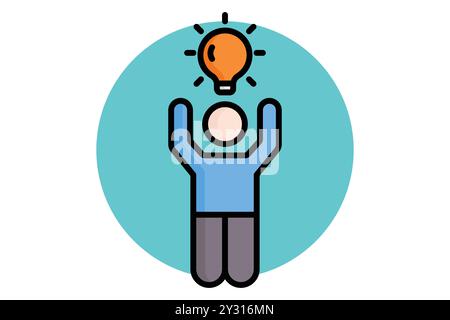 Potential colored outline icon. person with light bulb. icon related to SWOT. business elements vector illustration Stock Vector