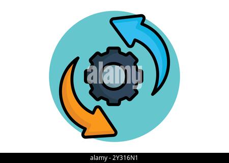 Progress colored outline icon. gear with arrow. icon related to SWOT. business elements vector illustration Stock Vector