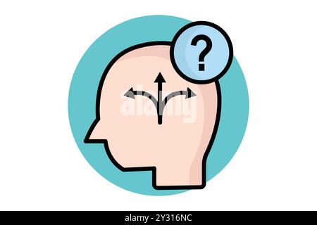 Uncertainty colored outline icon. head with question mark. icon related to SWOT. business elements vector illustration Stock Vector