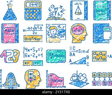 Complex number formula icon set in flat and line style. Math expression ...