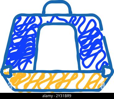 carrying case for cat icon doodle illustration Stock Vector