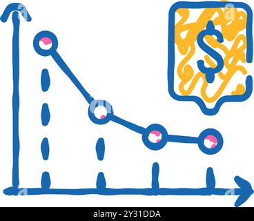 falling arrow infographic icon color illustration Stock Vector Image ...