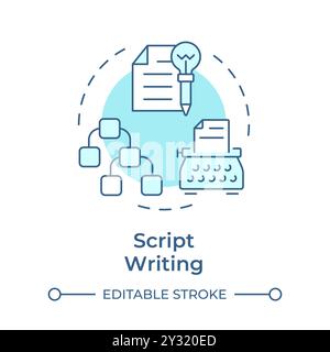 Script writing multi color concept icon Stock Vector