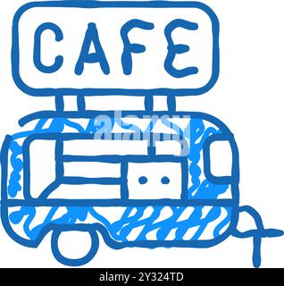 cafe trailer icon doodle illustration Stock Vector