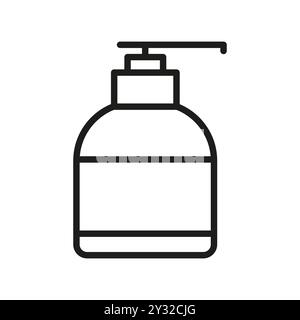 Soap dispenser icon. Minimalist bottle outline. Hygiene product vector. Stock Vector