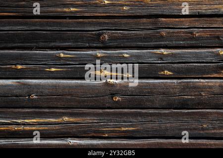 old wooden log wall texture background outdoors Stock Photo