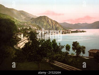 Menaggio, Gesamtansicht, Comer See, Italien  /  general view, Lake Como, Italy, Historisch, digital restaurierte Reproduktion von einer Vorlage aus dem 19. Jahrhundert, 1880, Record date not stated Stock Photo