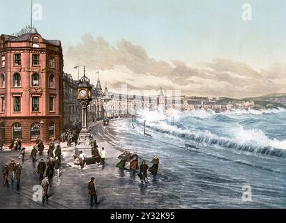 Douglas, Seepromenade, Sturmszene, Isle of Man / loch promenade, storm scene, Isle of Man, Historisch, digital restaurierte Reproduktion von einer Vor Stock Photo