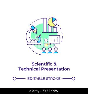 Scientific and technical presentation multi color concept icon Stock Vector