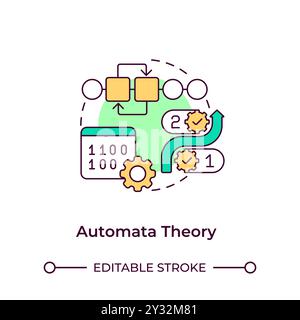 Automata theory multi color concept icon Stock Vector