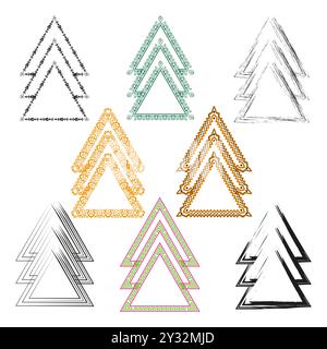Triangle tree icons. Geometric ornament pattern. Abstract decorative design. Colorful vector style. Stock Vector
