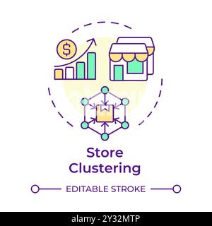 Store clustering multi color concept icon Stock Vector