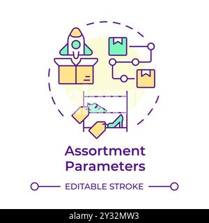Assortment parameters multi color concept icon Stock Vector