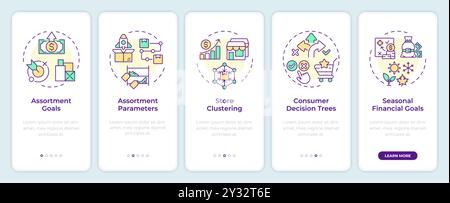 Assortment planning tools onboarding mobile app screen Stock Vector