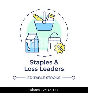 Staples and loss leaders multi color concept icon Stock Vector
