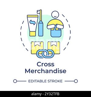 Cross merchandise multi color concept icon Stock Vector