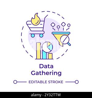 Data gathering multi color concept icon Stock Vector