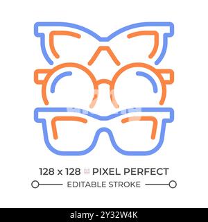 Glasses assortment two color line icon Stock Vector