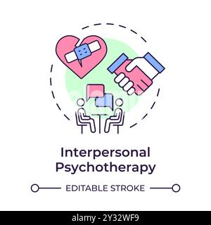 Interpersonal psychotherapy multi color concept icon Stock Vector
