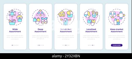 Assortment planning models onboarding mobile app screen Stock Vector