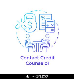Contract credit counselor blue gradient concept icon Stock Vector