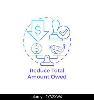 Reduce total amount owed blue gradient concept icon Stock Vector