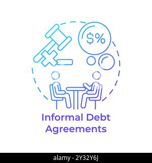 Informal debt agreements blue gradient concept icon Stock Vector