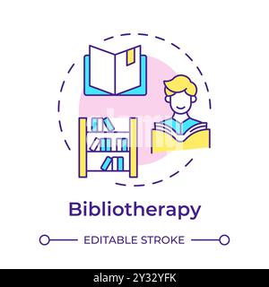 Bibliotherapy multi color concept icon Stock Vector