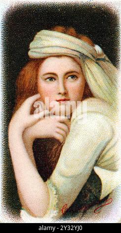 Emma Lady Hamilton ca. 1765 1851, Mätresse von Horatio Nelson. Chromolithographie nach einem Porträt von George Romney, Historisch, digital restaurier Stock Photo