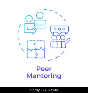 Peer mentoring blue gradient concept icon Stock Vector