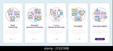 Cycle of SOP process onboarding mobile app screen Stock Vector