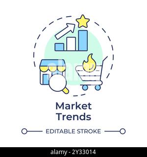 Market trends multi color concept icon Stock Vector