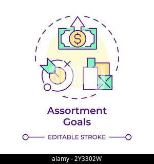 Assortment goals multi color concept icon Stock Vector