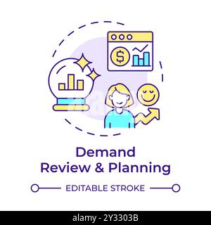 Demand review and planning multi color concept icon Stock Vector