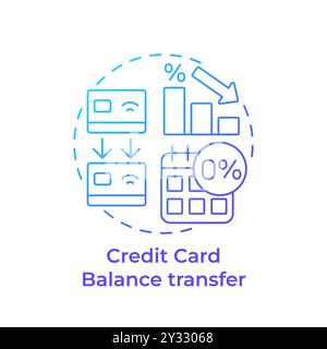 Credit card balance transfering blue gradient concept icon Stock Vector