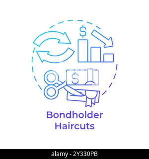 Bondholder haircuts blue gradient concept icon Stock Vector