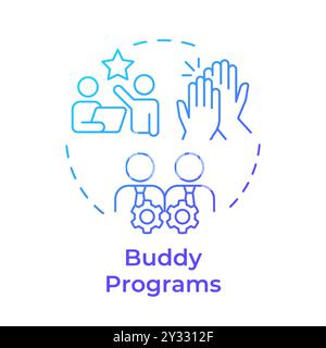 Buddy program blue gradient concept icon Stock Vector