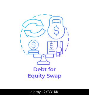 Debt for equity swap blue gradient concept icon Stock Vector