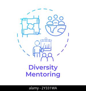 Diversity mentoring blue gradient concept icon Stock Vector