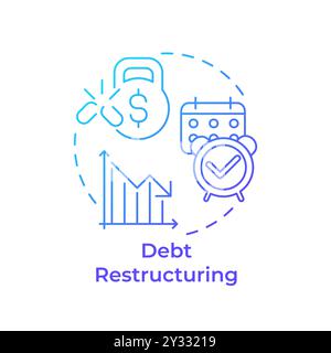 Debt restructuring blue gradient concept icon Stock Vector