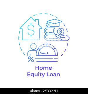 Home equity loan blue gradient concept icon Stock Vector